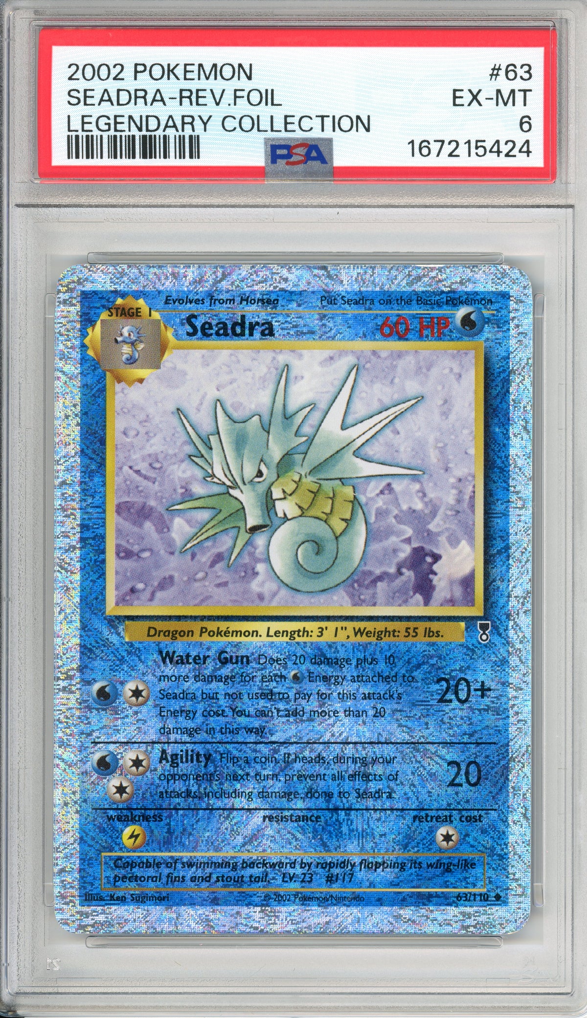 Pokemon Graded: Seadra 63/110 Legendary Collection (2002) Rev. Foil PSA 6