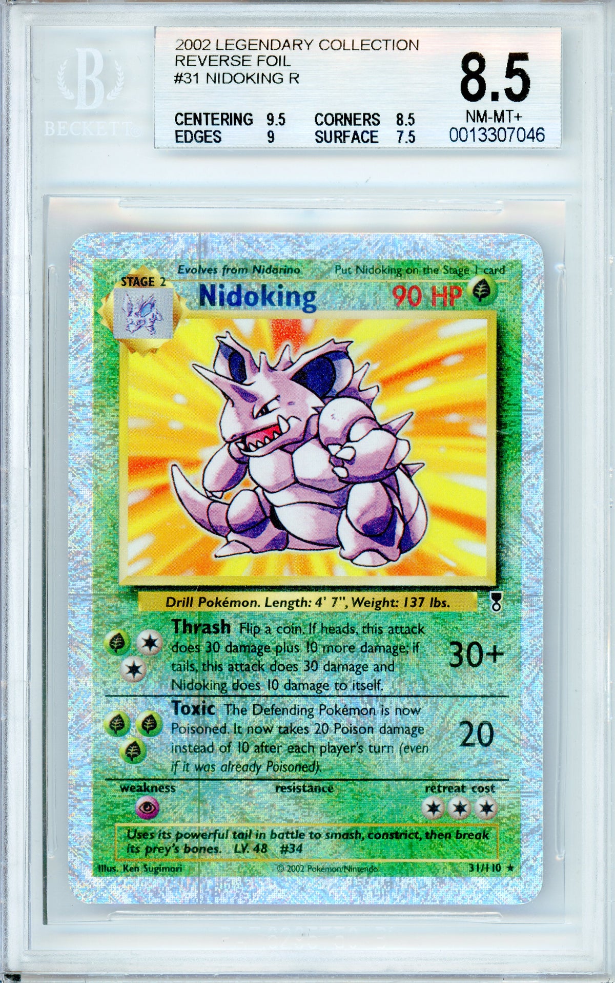 Pokemon Graded: Nidoking 31/110 Legendary Collection (2002) Reverse Foil Beckett 8.5