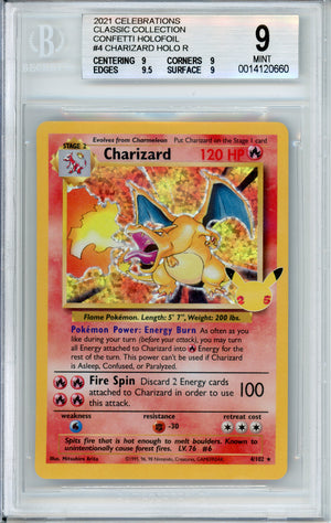 Pokemon Graded: Charizard #4 Celebrations Classic Collection (2021) Holo Beckett 9