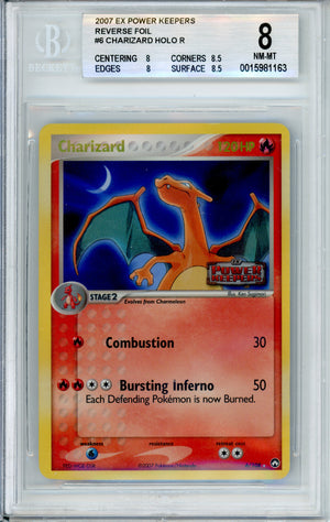 Pokemon Graded: Charizard 6/108 EX Power Keepers (2007) Beckett 8