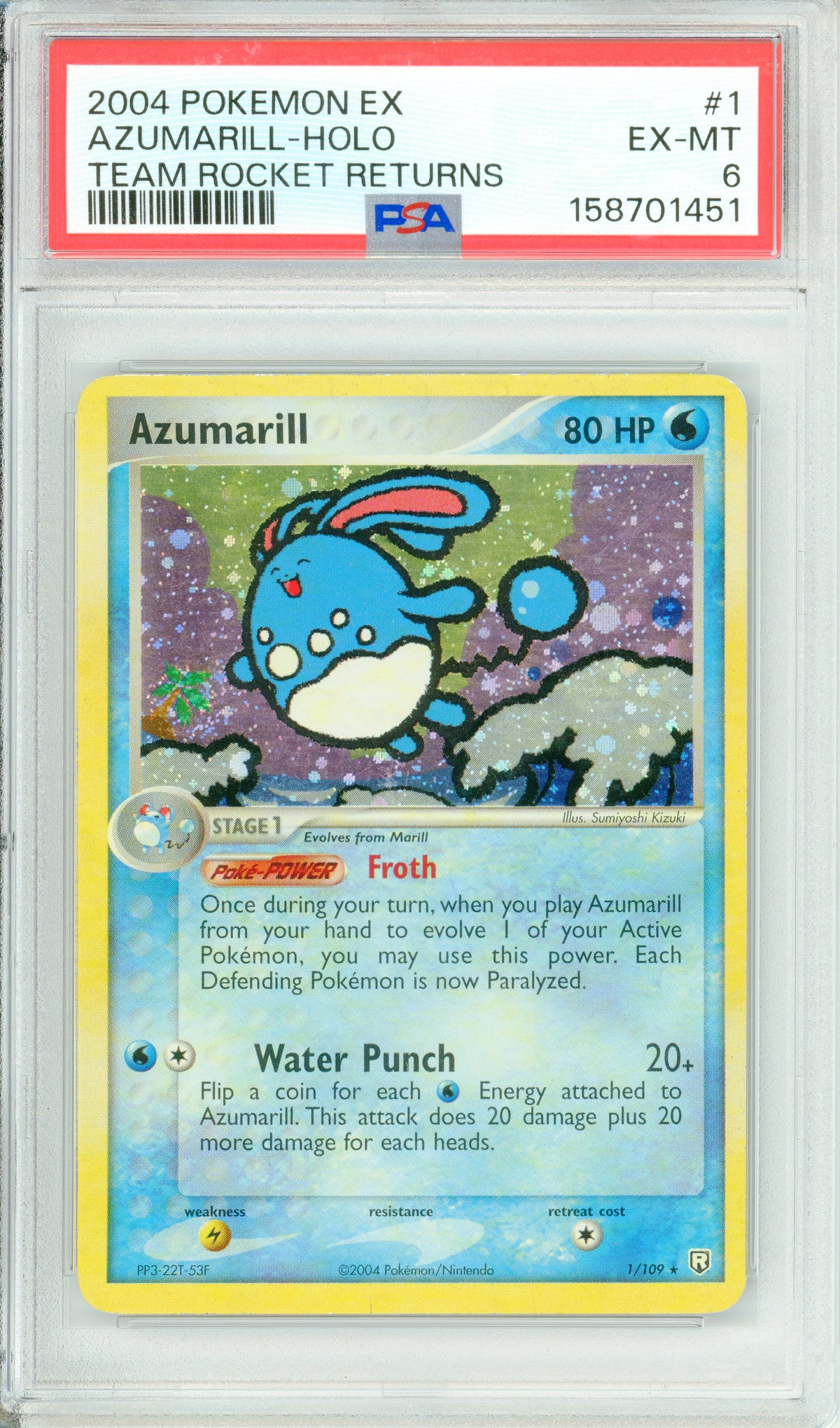 Pokemon Graded: Azumarill 1/109 Team Rocket Returns (2004) Holo PSA 6