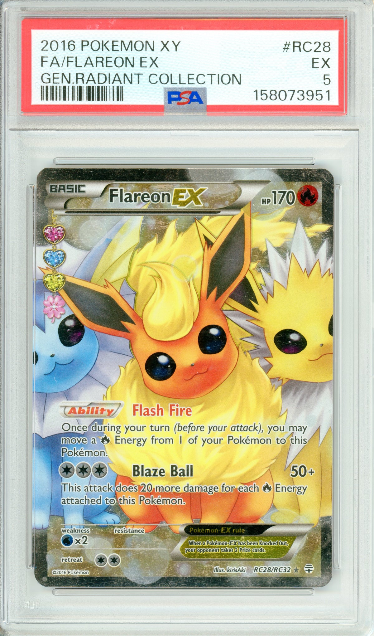 Pokemon Graded: Flareon EX RC28/RC32 Radiant Collection (2016) PSA 5