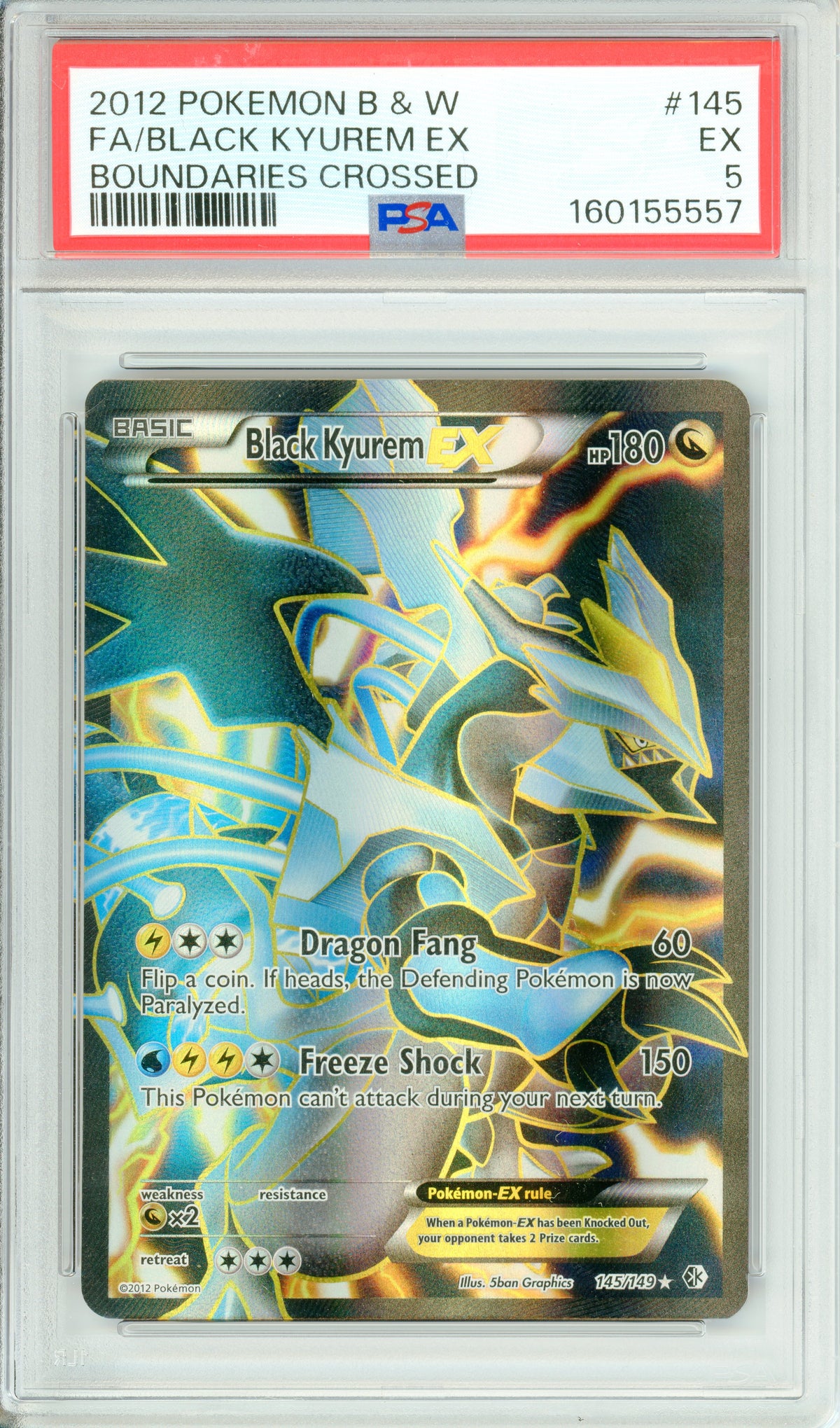 Pokemon Graded: Black Kyurem EX 145/149 Boundaries Crossed (2012) Full Art PSA 5