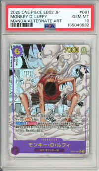 One Piece Graded: JP Monkey D. Luffy EB02-061 Manga Alt Art (2025) PSA 10