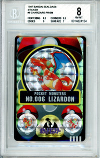Pokemon Graded: Charizard #6 Bandai Sealdass Sticker (1997) Prism Holo Beckett 8