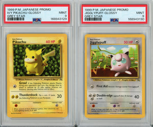 Pokemon Graded: Pikachu & Jigglypuff Glossy Grey Star Set of 2 (1999) PSA 9