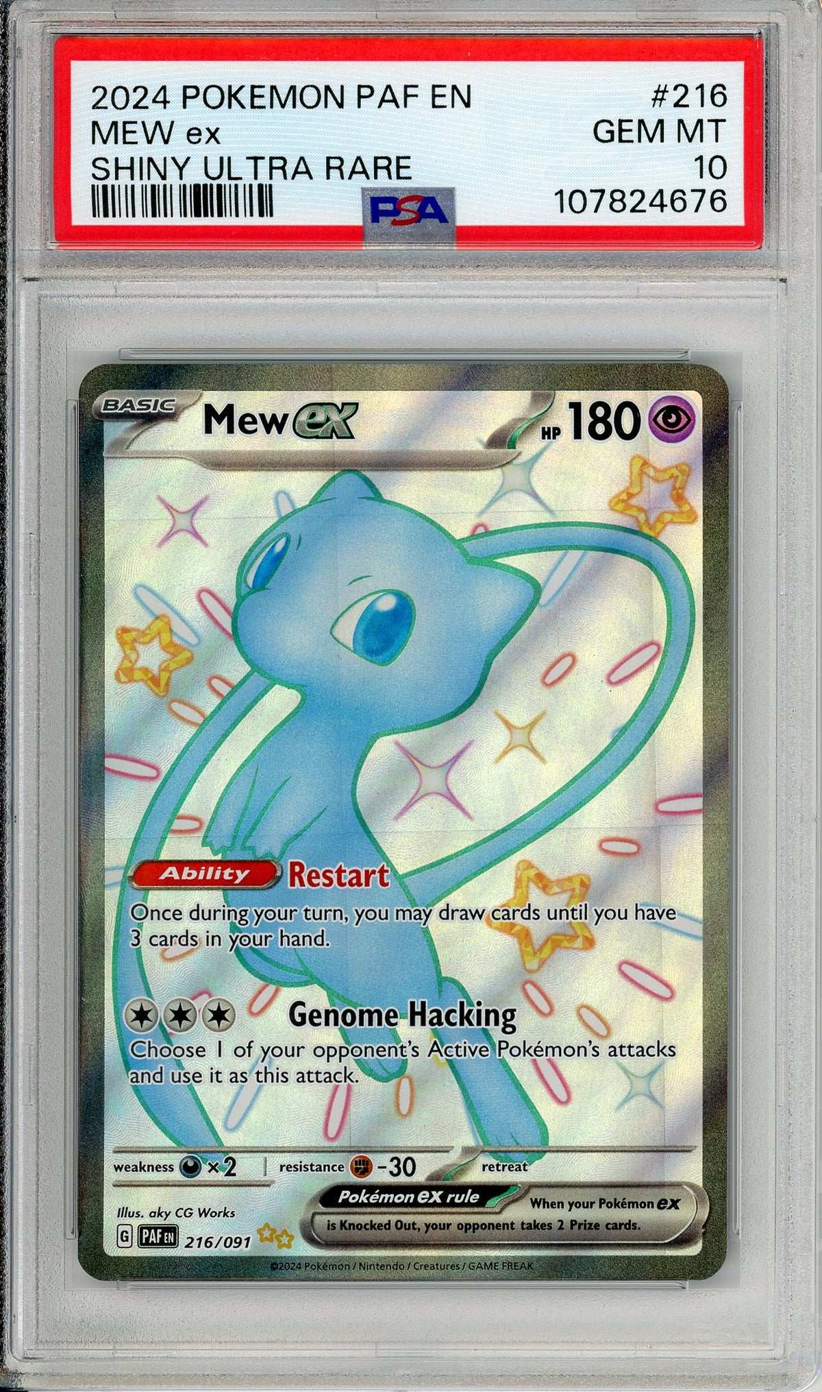 Pokemon Graded: Mew ex 216/91 Paldean Fates (2024) Shiny Full Art PSA Double Infinity Gaming Pokemon Graded: Mew ex 216/91 Paldean Fates (2024) Shiny Full Art PSA Double Infinity Gaming