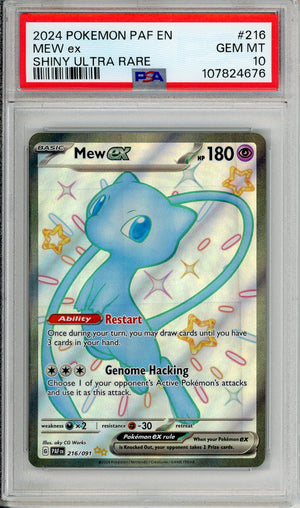 Pokemon Graded: Mew ex 216/91 Paldean Fates (2024) Shiny Full Art PSA Double Infinity Gaming Pokemon Graded: Mew ex 216/91 Paldean Fates (2024) Shiny Full Art PSA Double Infinity Gaming