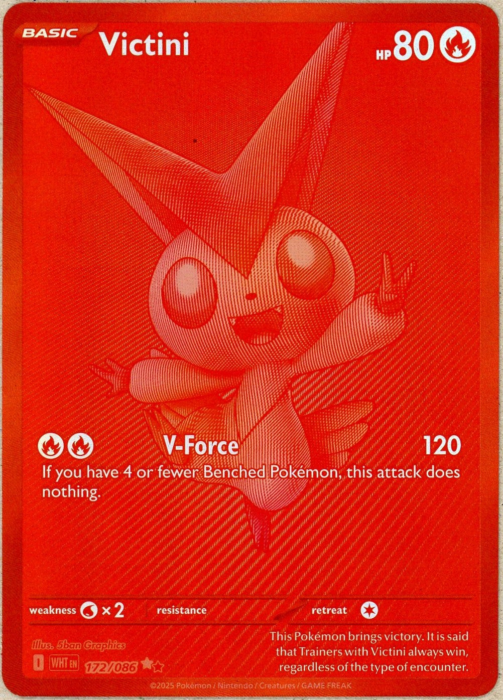 Pokemon Single: Victini 172/86 White Flare (2025) Red Monochrome NM