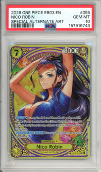 One Piece Graded: Nico Robin EB03 #55 Heroines Edition Special Alt Art PSA 10