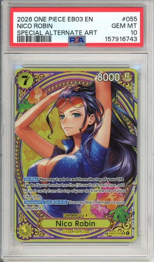 One Piece Graded: Nico Robin EB03 #55 Heroines Edition Special Alt Art PSA 10