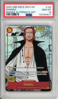 One Piece Graded: Shanks OP01 #120 Manga Alt Art (2022) PSA 10