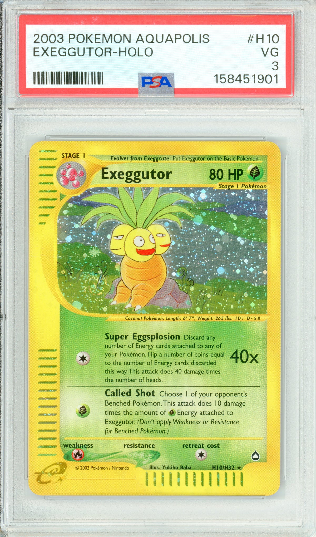Pokemon Graded: Exeggutor H10/H32 Aquapolis (2003) Holo PSA 3