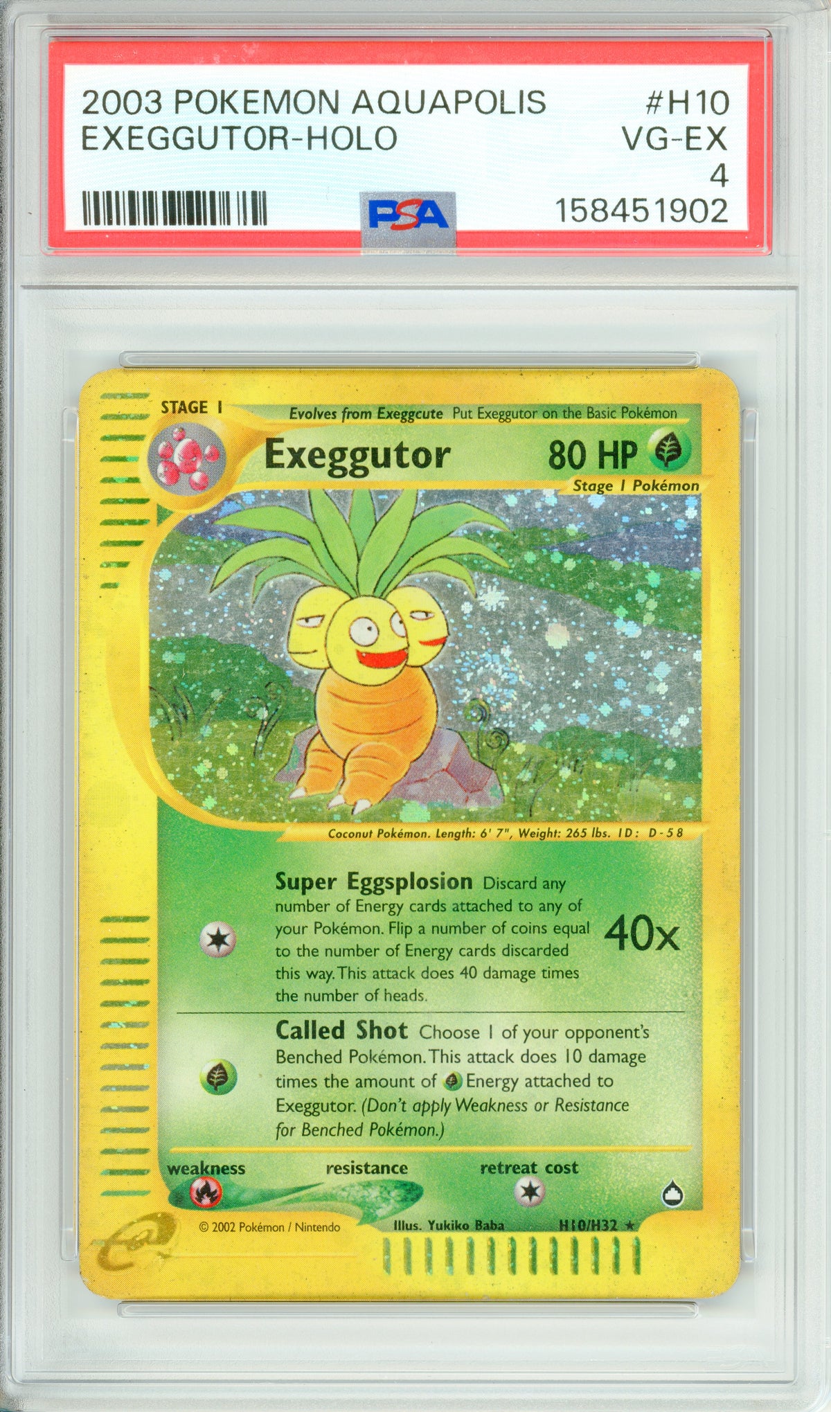 Pokemon Graded: Exeggutor H10/H32 Aquapolis (2003) Holo PSA 4