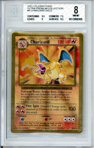 Pokemon Graded: Charizard 4/102 Ultra Premium Collection (2021) Gold Metal Beckett 8