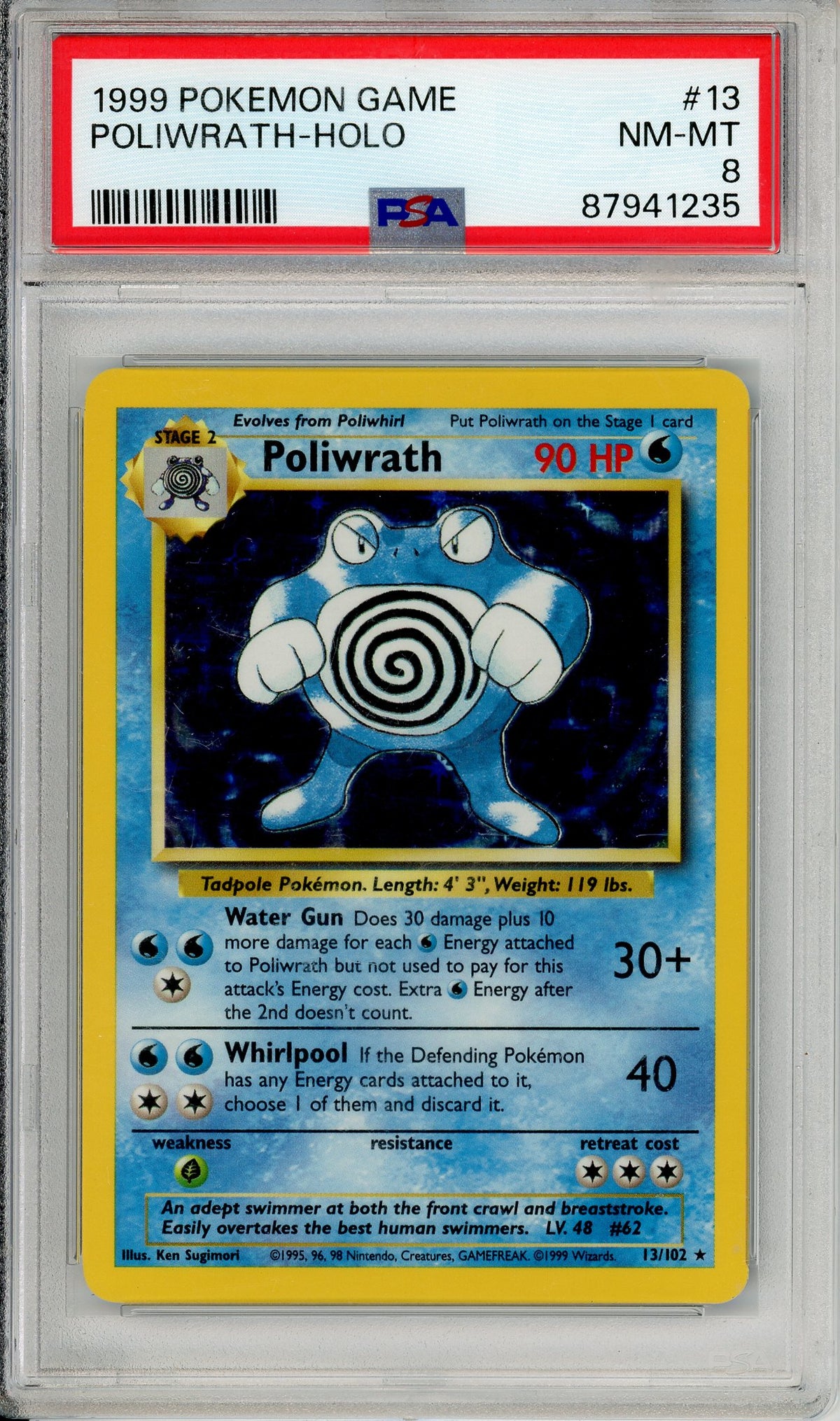 Pokemon Graded: Poliwrath 13/102 Base Set (1999) Holo PSA 8