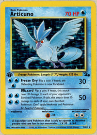 Pokemon Single: Articuno 1st Edition 2/62 Fossil (1999) Holo NM