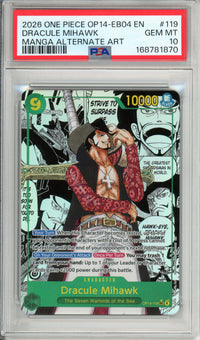 One Piece Graded: Dracule Mihawk OP14-119 Manga Alternate Art PSA 10