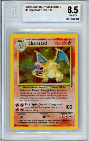 Pokemon Graded: Charizard 3/110 Legendary Collection (2002) Holo Beckett 8.5