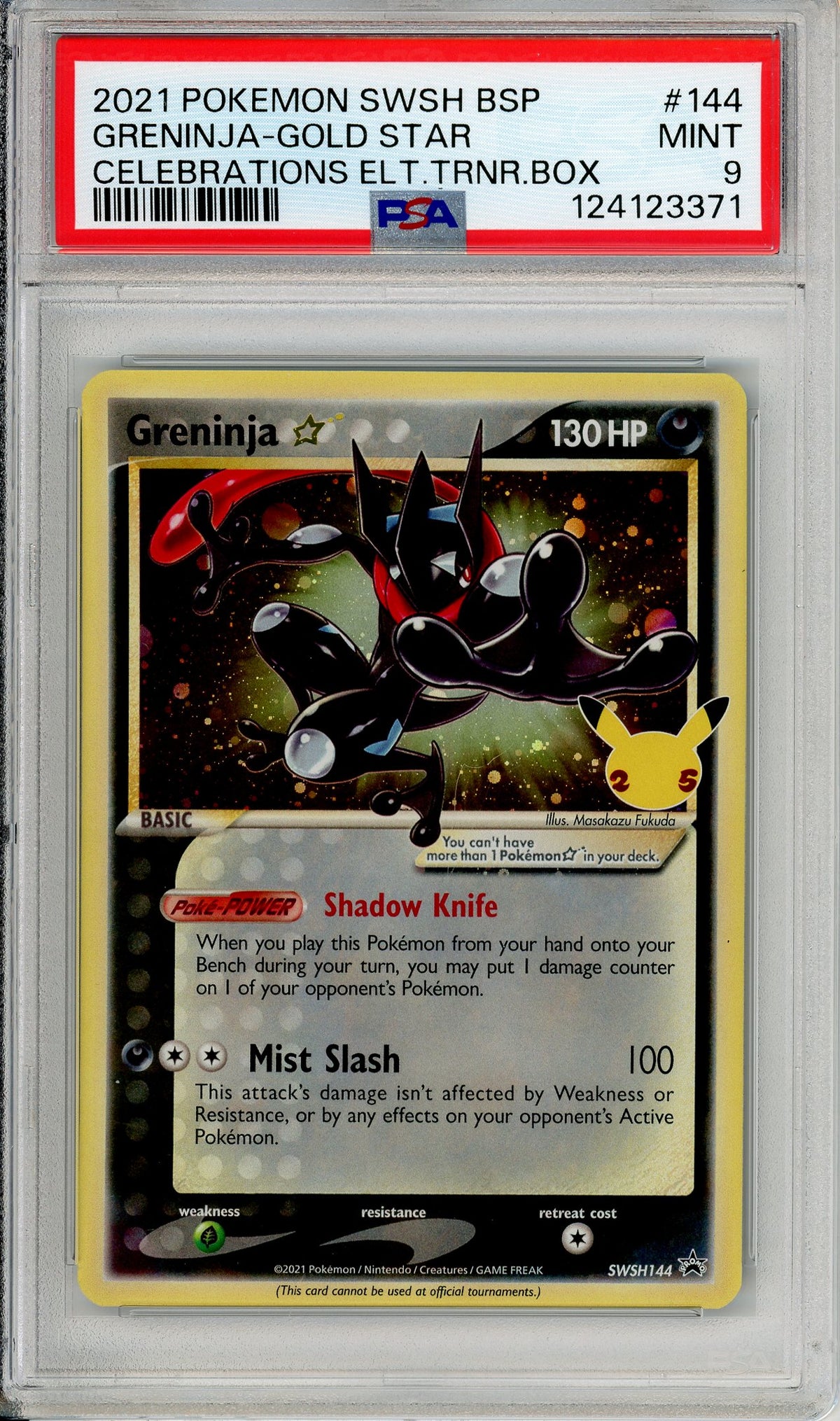 Pokemon Graded: Greninja Gold Star #SWSH144 Celebrations ETB (2021) PSA 9