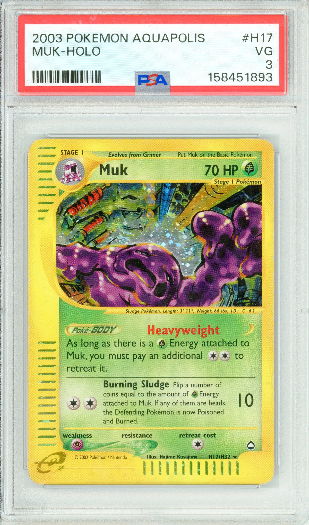 Pokemon Graded: Muk H17/H32 Aquapolis (2003) Holo PSA 3