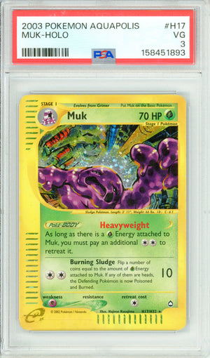 Pokemon Graded: Muk H17/H32 Aquapolis (2003) Holo PSA 3