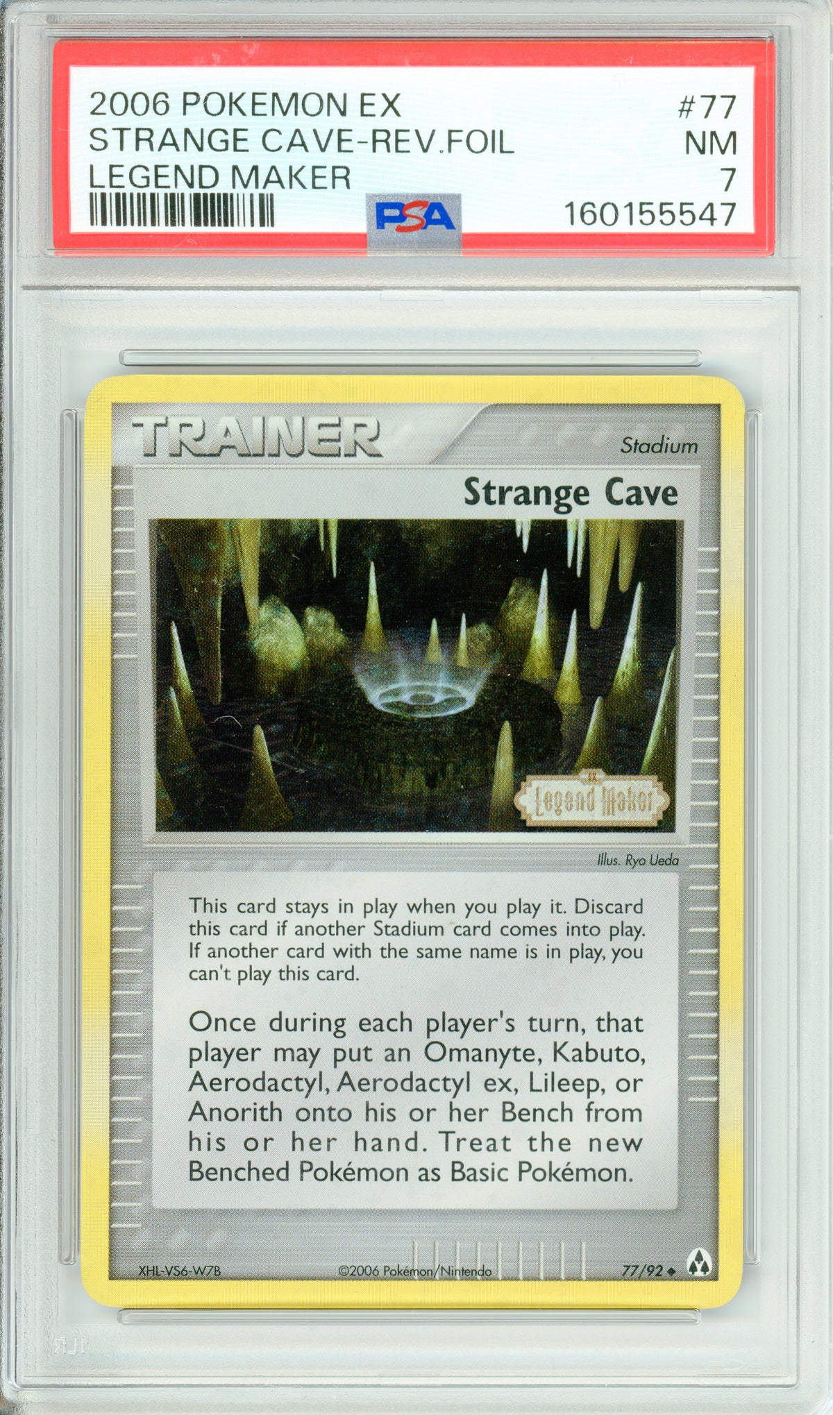 Pokemon Graded: Strange Cave 77/92 Legend Maker (2006) Reverse Foil PSA 7