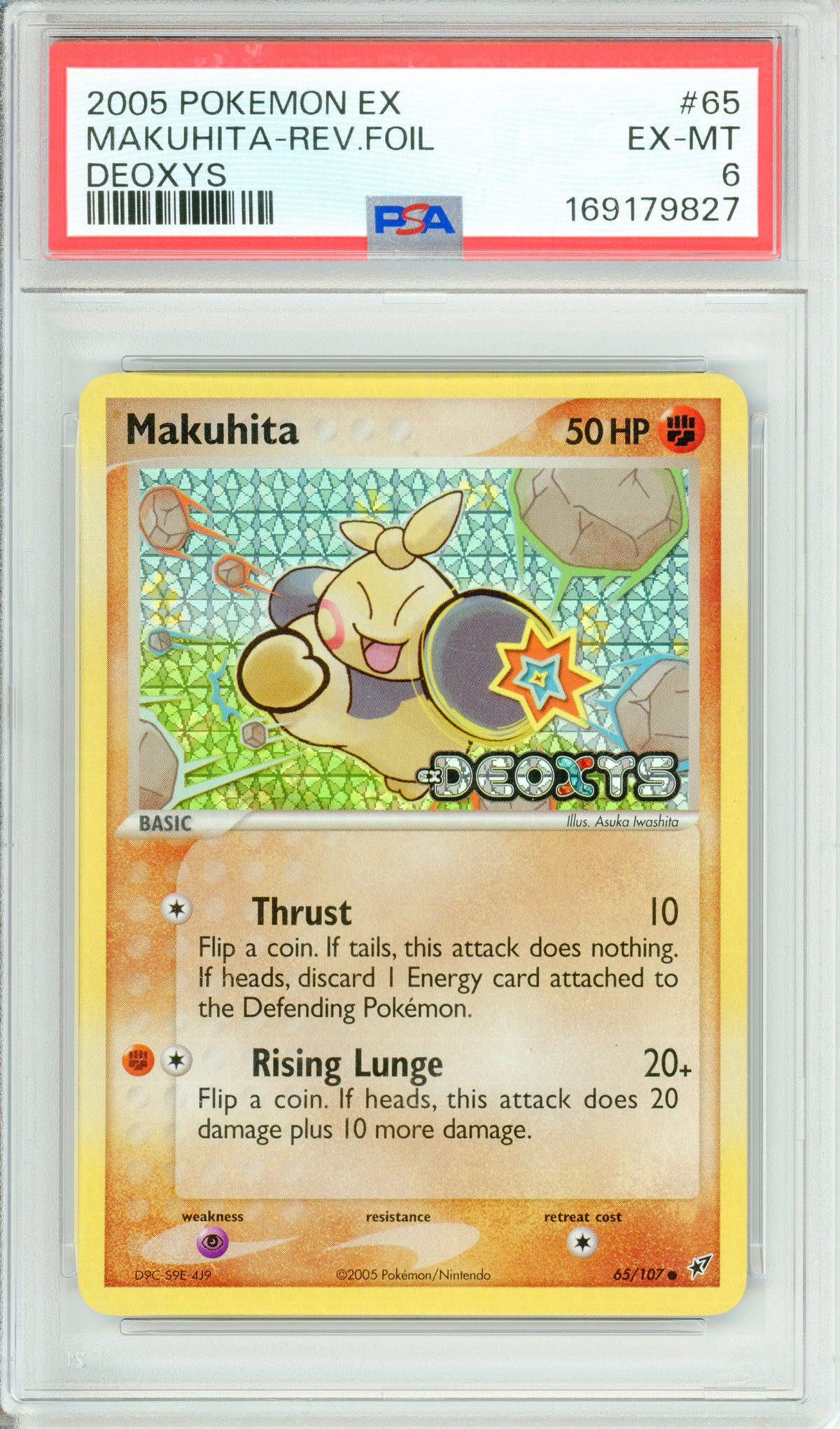 Pokemon Graded: Makuhita 65/107 Deoxys (2005) Rev. Foil PSA 6