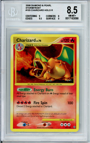 Pokemon Graded: Charizard 103/100 Stormfront (2008) Holo Beckett 8.5