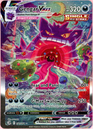 Pokemon Single: Gengar VMAX 271/264 Fusion Strike (2021) Alt Art NM