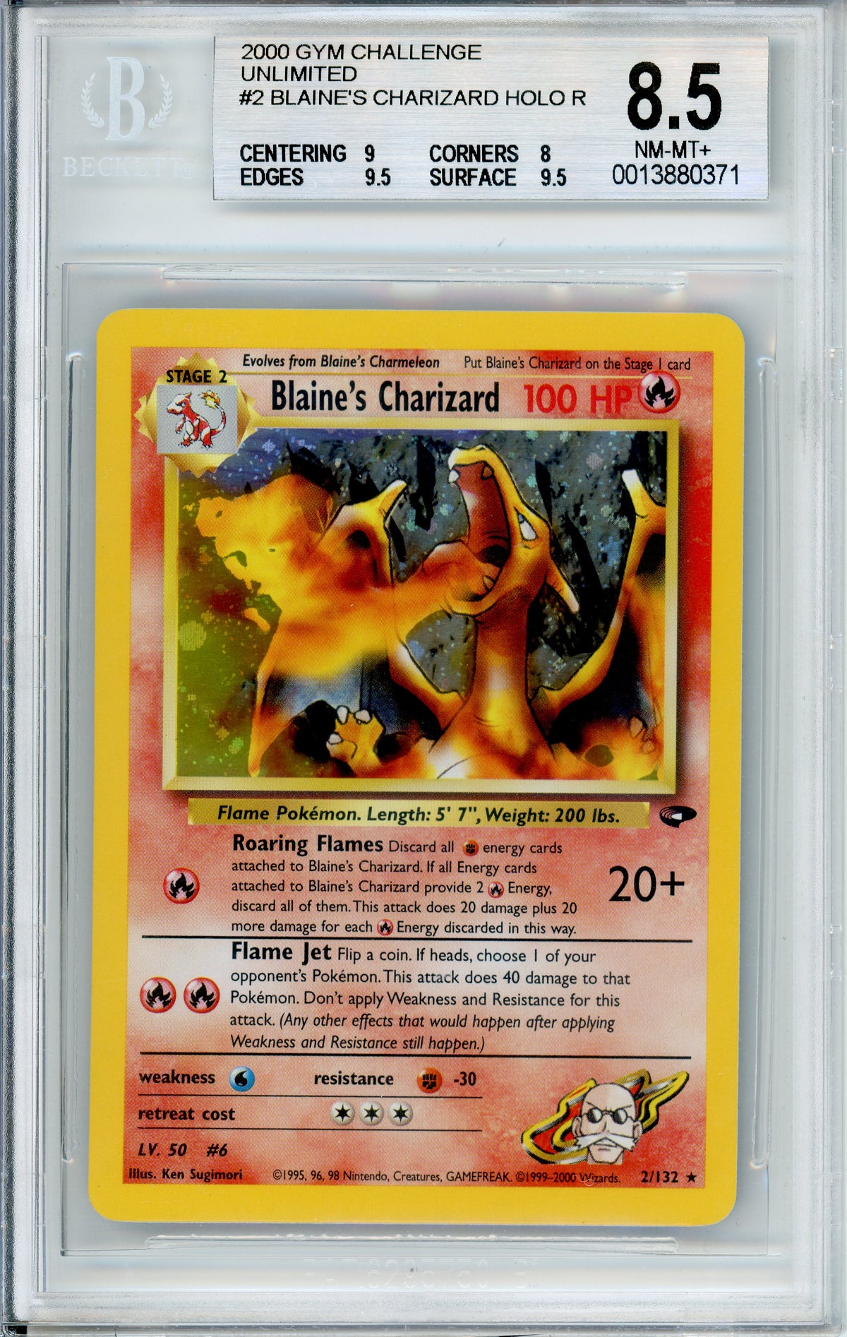 Pokemon Graded: Blaine's Charizard 2/132 Gym Challenge (2000) Beckett 8.5