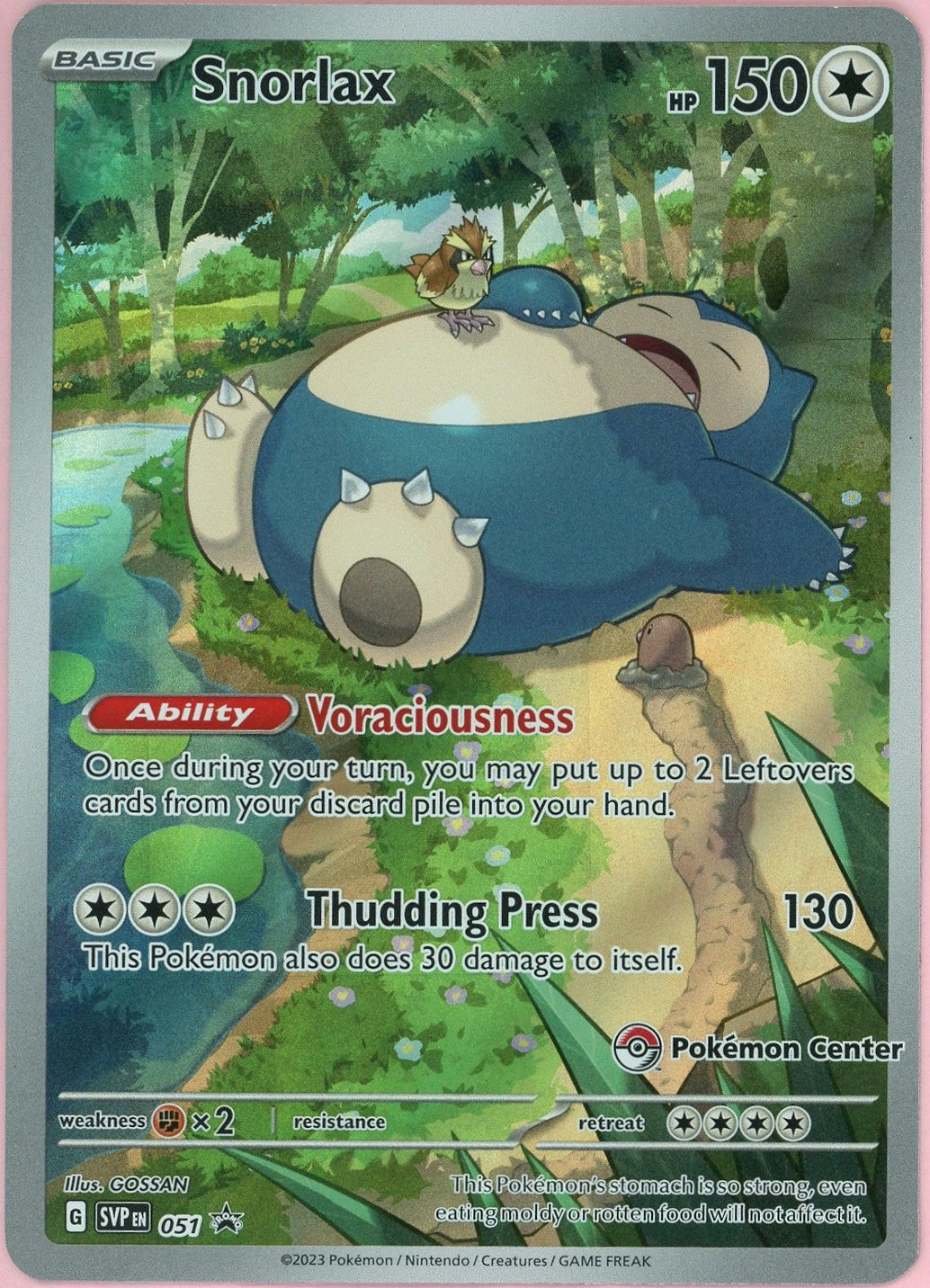 Pokemon Single: Snorlax #51 Scarlet & Violet 151 Pokemon Center ETB Promo (2023) Holo NM