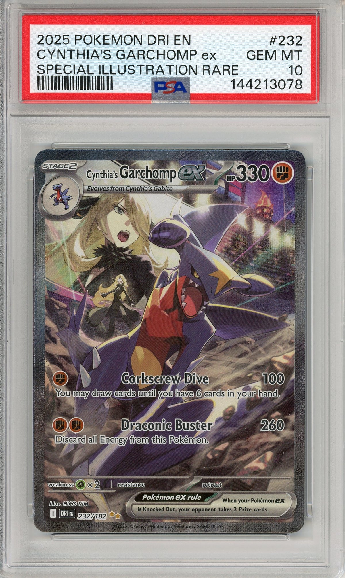 Pokemon Graded: Cynthia's Garchomp ex 232/182 Destined Rivals (2025) SIR PSA 10
