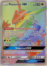 Pokemon Single: Rayquaza GX 177/168 Celestial Storm (2018) Rainbow Holo NM