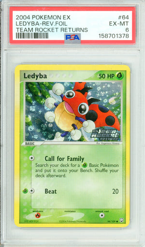 Pokemon Graded: Ledyba 64/109 Team Rocket Returns (2004) Rev. Foil PSA 6