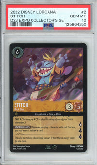 Disney Lorcana Graded: Stitch Rock Star #2 D23 Expo Collector's Set (2022) Holo PSA 10