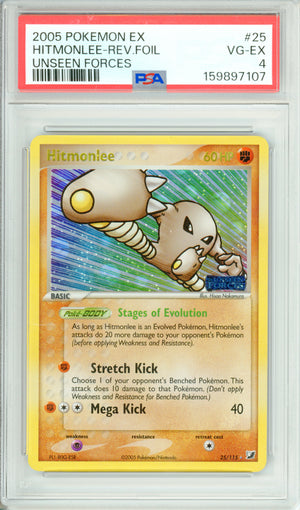 Pokemon Graded: Hitmonlee 25/115 Unseen Forces (2005) Rev. Foil PSA 4