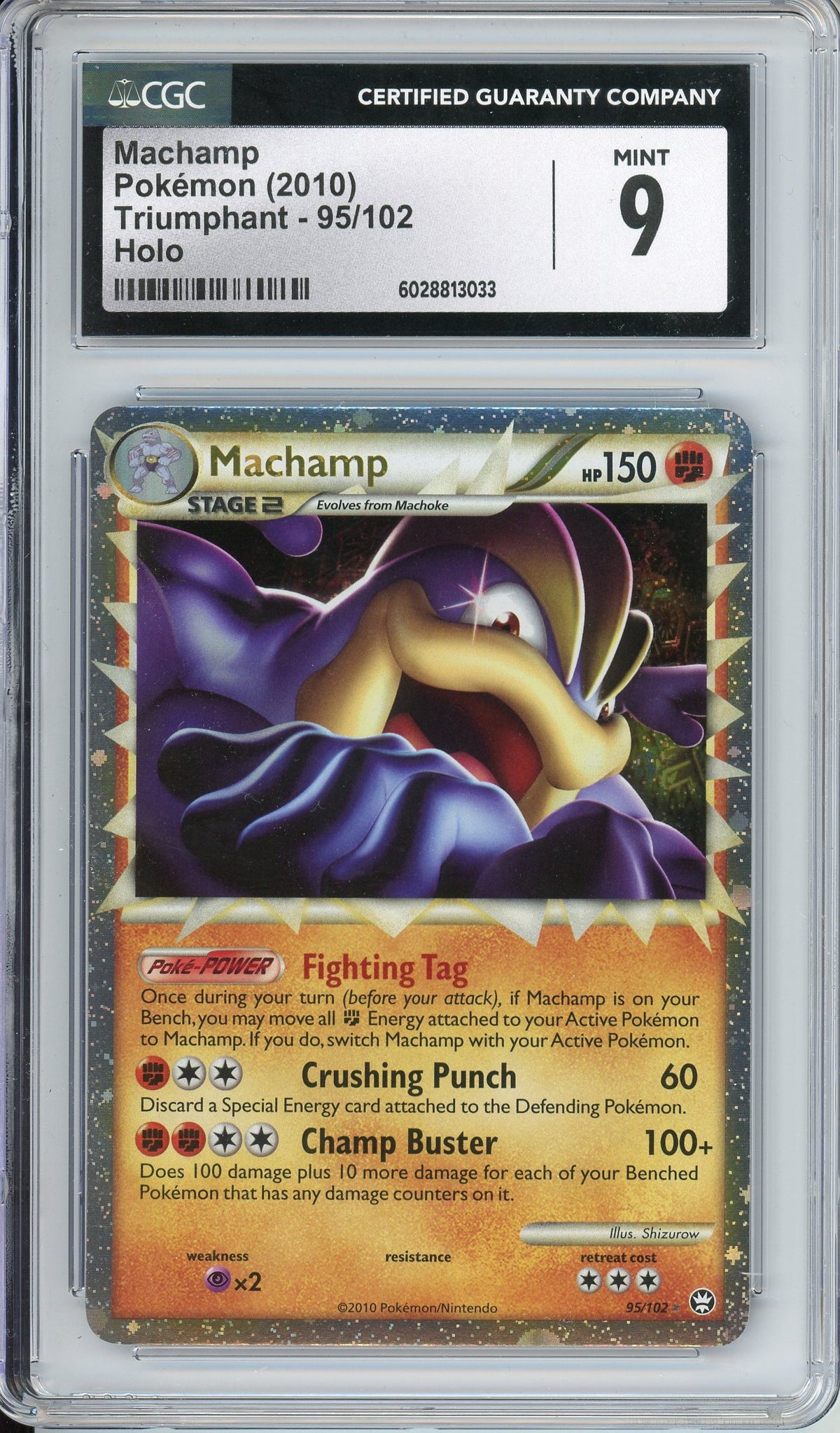 Pokemon Graded: Machamp 95/102 Triumphant (2010) Holo CGC 9