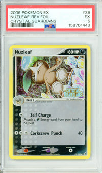 Pokemon Graded: Nuzleaf 39/100 Crystal Gaurdians (2006) PSA 5