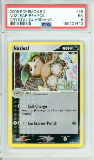 Pokemon Graded: Nuzleaf 39/100 Crystal Gaurdians (2006) PSA 5