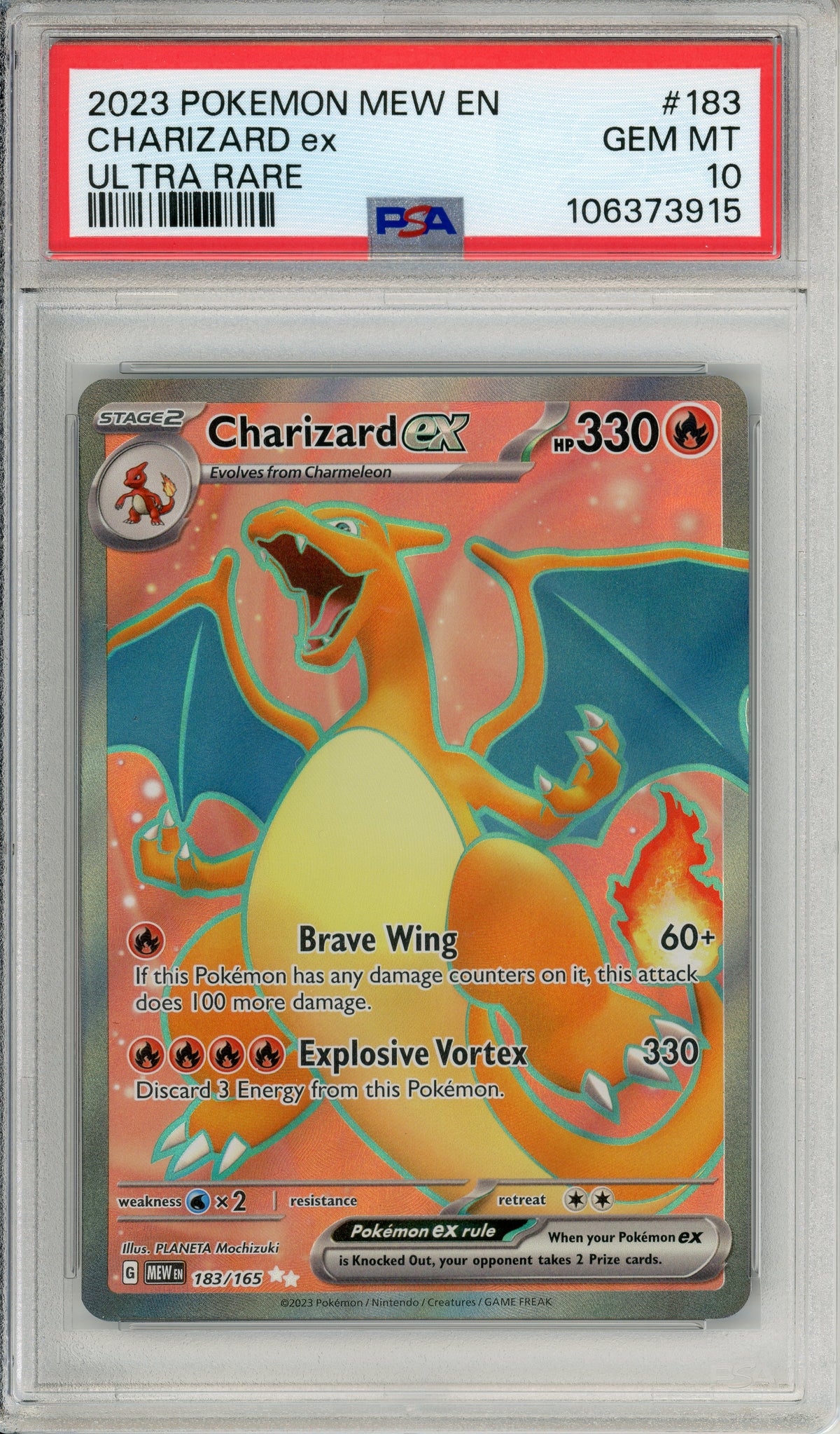 Pokemon Graded: Charizard ex 183/165 Scarlet & Violet 151 (2023) Ultra Rare PSA 10