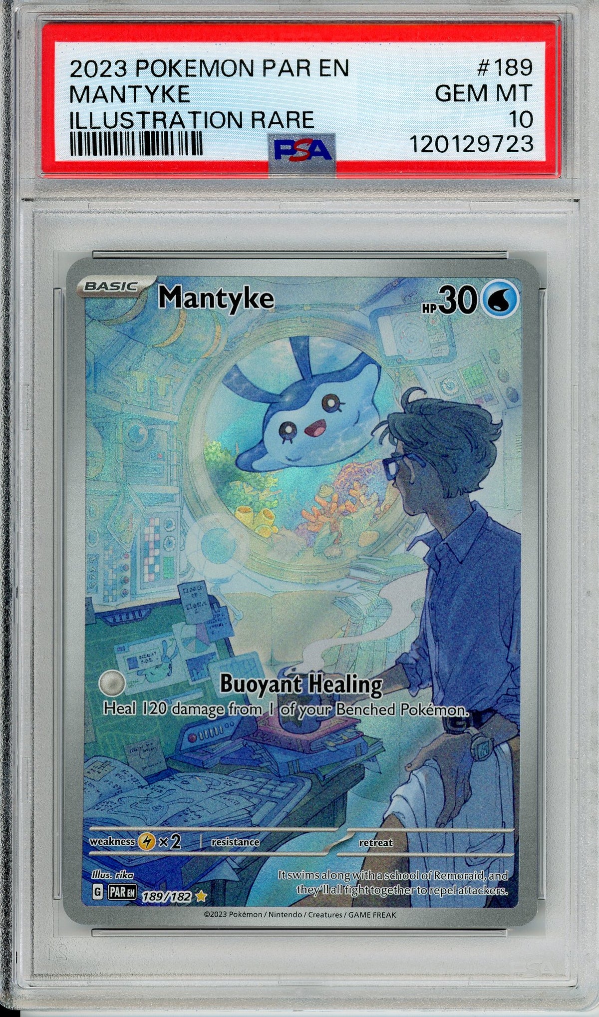 Pokemon Graded: Mantyke 189/182 Paradox Rift (2023) IR PSA 10