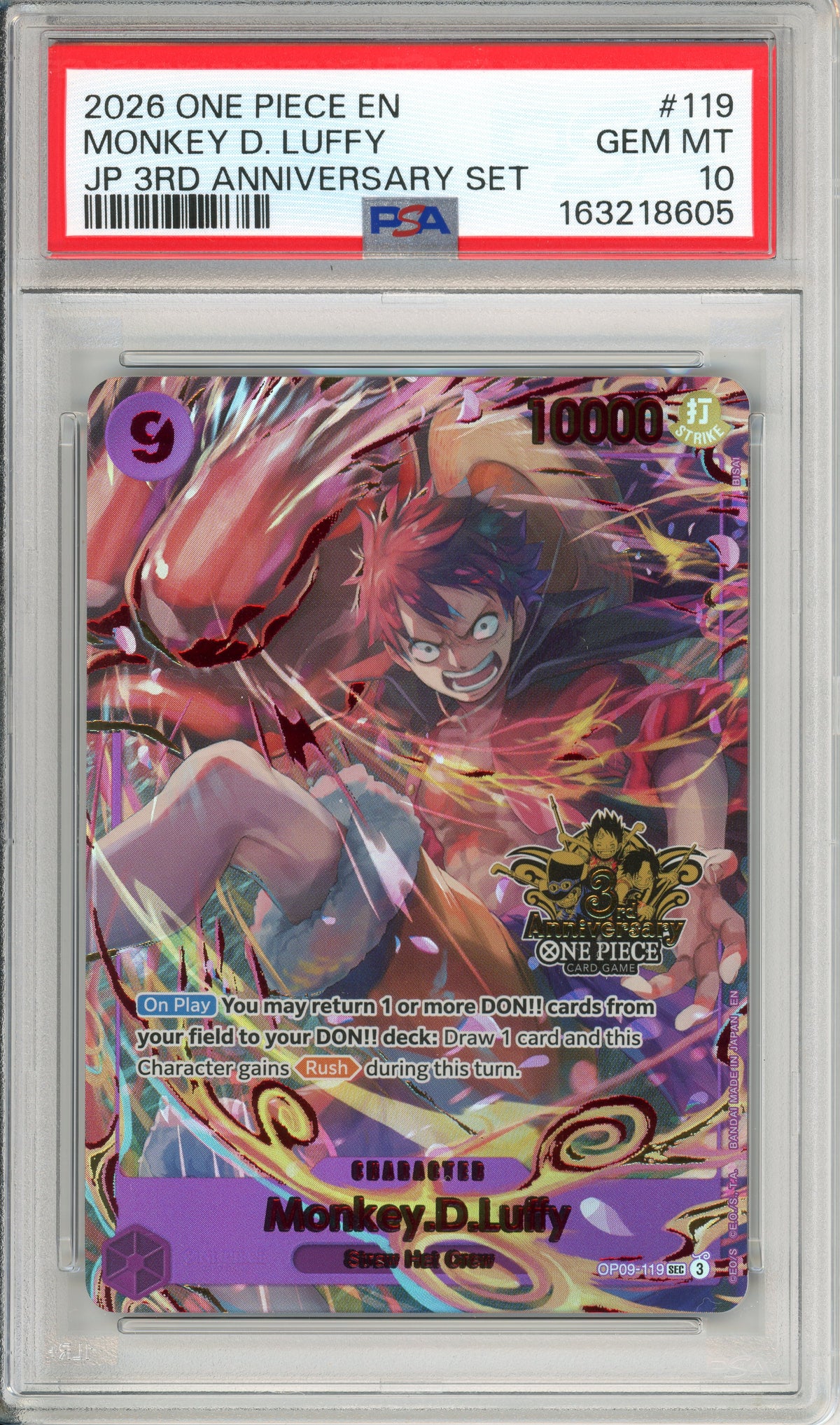 One Piece Graded: Monkey D. Luffy #119 3rd Anniversary Set (2026) PSA 10