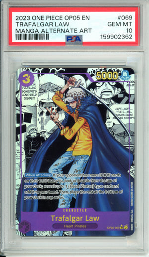 One Piece Graded: Trafalgar Law Manga Alt Art OP05-069 PSA 10