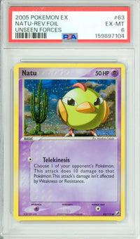 Pokemon Graded: Natu 63/115 Unseen Forces (2005) Rev. Foil PSA 6