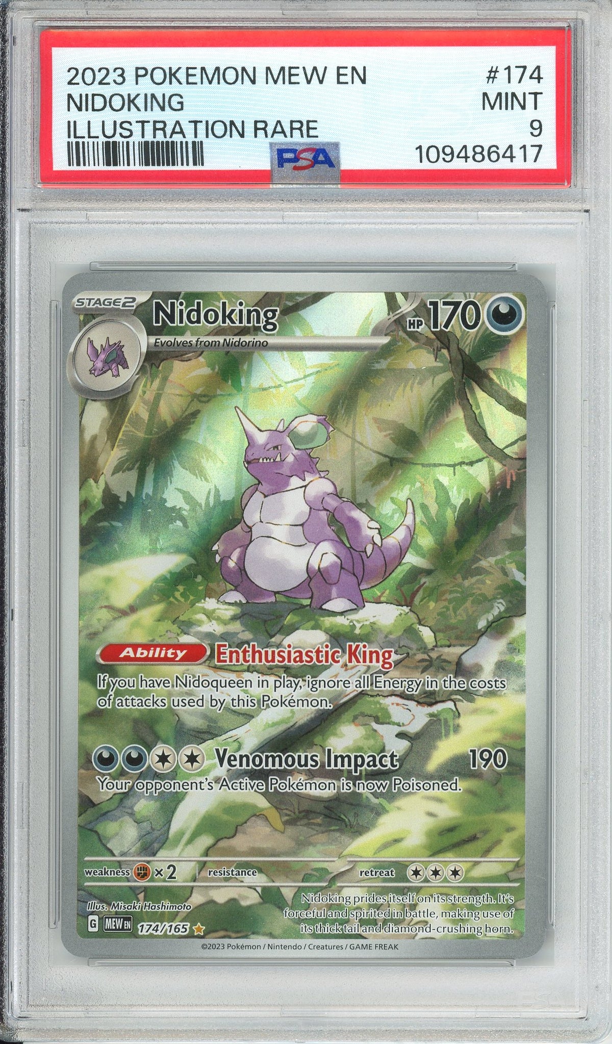 Pokemon Graded: Nidoking 174/165 Pokemon Scarlet & Violet 151 (2023) IR Holo PSA 9