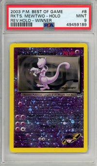 Pokemon Graded: Rocket's Mewtwo #8 Best Of The Game (2003) Winner Rev. Foil PSA 9
