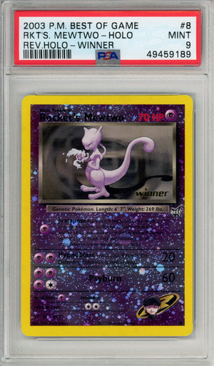 Pokemon Graded: Rocket's Mewtwo #8 Best Of The Game (2003) Winner Rev. Foil PSA 9