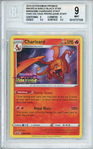 Pokemon Graded: Charizard #SWSH066 Prerelease Staff Promo (2020) Beckett 9