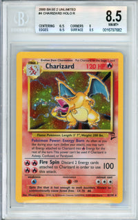 Pokemon Graded: Charizard 4/130 Base Set 2 (2000) Beckett 8.5